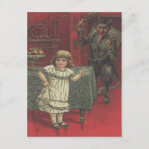 Red Krampus Girl Dining Room Switch Postcard