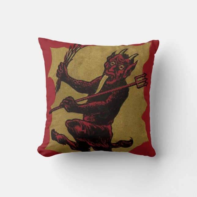 Red Krampus Pitchfork Switch Tongue Cushion (Front)