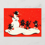 Red Krampus Snowball Fight Snowman Switch Holiday Postcard<br><div class="desc">Vintage Krampus Christmas print</div>