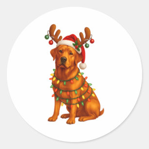 Red Lab Christmas Tree Light Pajama Labrador Dog L Classic Round Sticker