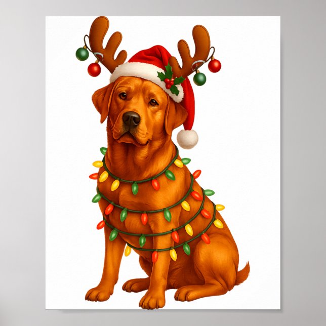 Red Lab Christmas Tree Light Pajama Labrador Dog L Poster (Front)