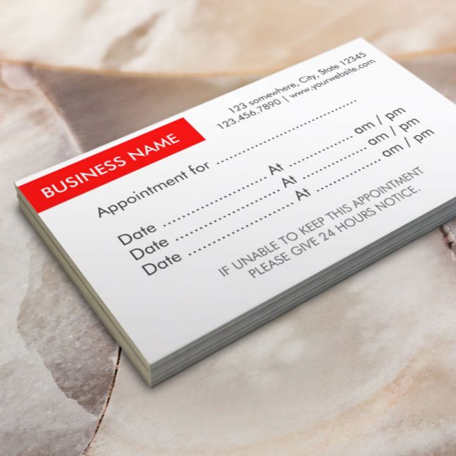 Red Label Appointment Reminder Business Cards (Creator Uploaded)