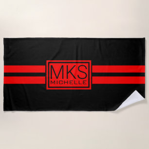 Red Label Black RS Monogrammed Beach Towel