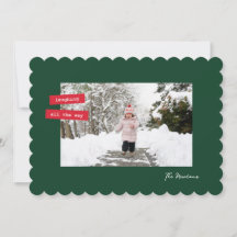 Red Label Single Photo Flat Holiday Card