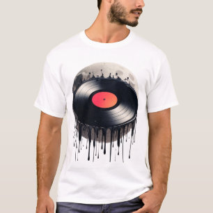 Red Labelled Vinyl Record Dissolving on the Moon T-Shirt