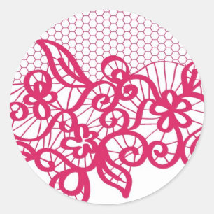 Red lace classic round sticker