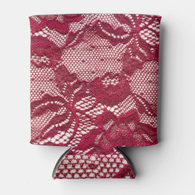 Red lace: elastic jacquard textile. can cooler (Front)
