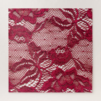 Red lace: elastic jacquard textile. jigsaw puzzle