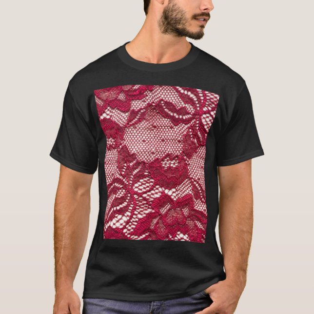 Red lace: elastic jacquard textile. T-Shirt (Front)