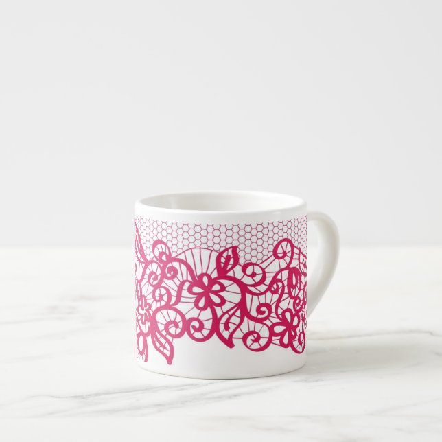 Red lace espresso cup (Front Right)