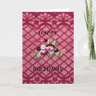 red lace floral birthday card