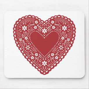 Red Lace Heart Mouse Pad