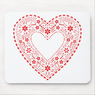 Red Lace Heart Mouse Pad