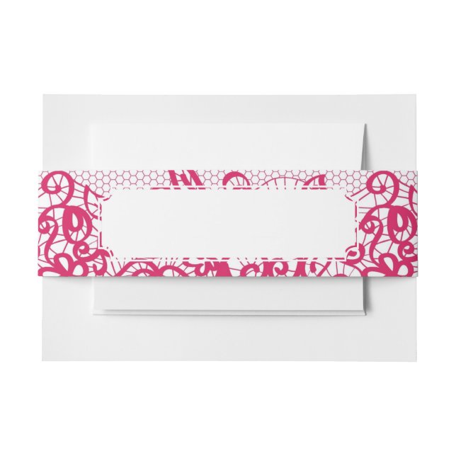 Red lace invitation belly band (Front Example)