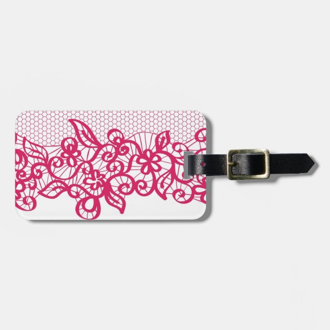 Red lace luggage tag (Front Horizontal)