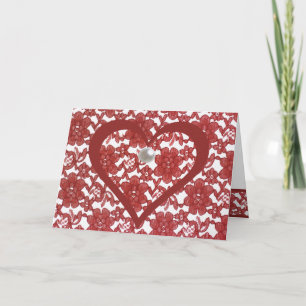 Red Lace Pattern Valentine's Thank You Card
