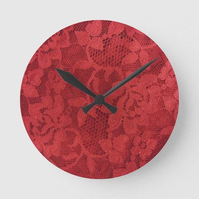 Red Lace Round Clock (Front)