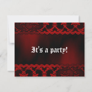 Red Lace Vampire Goth Bachelorette Party Invitation