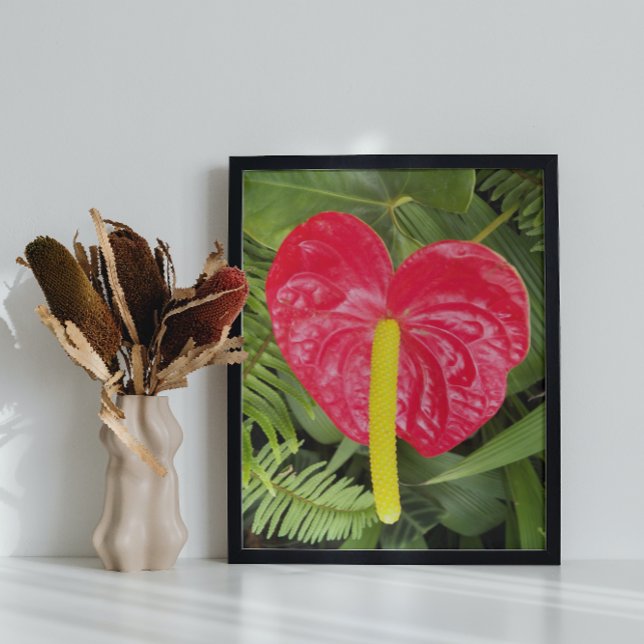 Red Laceleaf Bloom Floral Poster (In Situ)