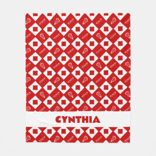 Red Lacrosse Argyle Pattern Fleece Blanket