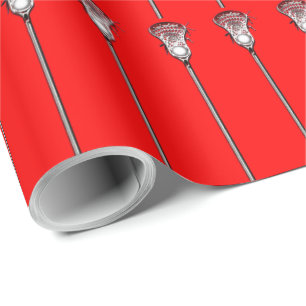 Red Lacrosse Gift Wrapping Paper