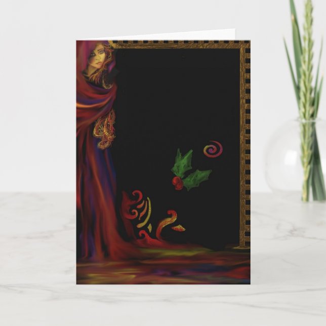 Red Lady - Blank Greeting Card (Front)