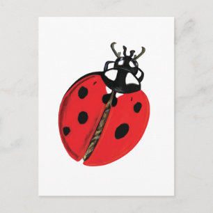 Red Lady Bug Good Luck Ambassador Illustration Postcard
