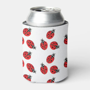 Red Lady Bug Illustration Can Cooler