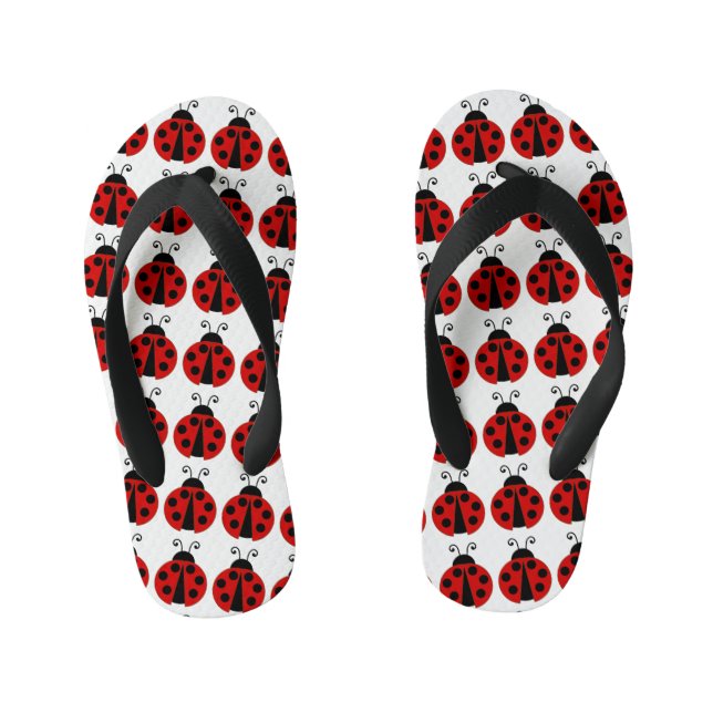 Red Lady Bugs Kid's Thongs (Footbed)