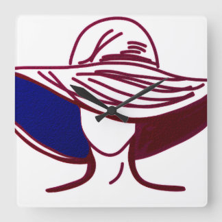 Red Lady Square Wall Clock