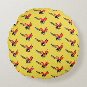 Red ladybirds Fly Round Cushion