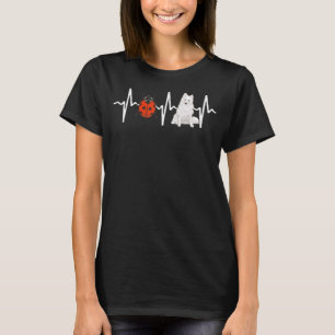 Red Ladybug American Eskimo Dog Heartbeat Dog T-Shirt