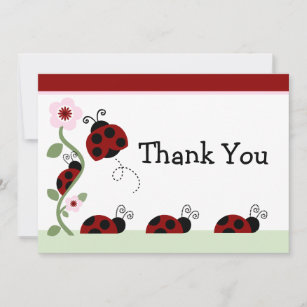 Red Ladybug and Flower Baby Shower Thank You Card