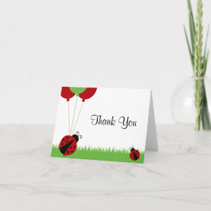 Red Ladybug Balloons Thank You Note Card