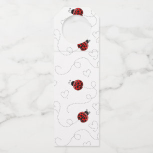 Red Ladybug Beetle Insect Lover Black Hearts Bottle Tag