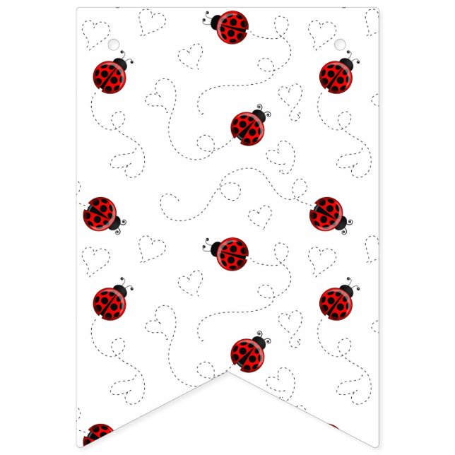 Red Ladybug Beetle Insect Lover Black Hearts Bunting (First Flag)
