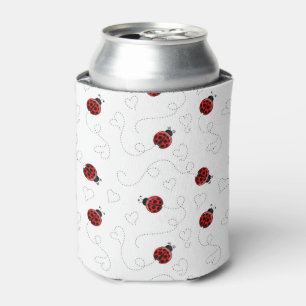 Red Ladybug Beetle Insect Lover Black Hearts Can Cooler