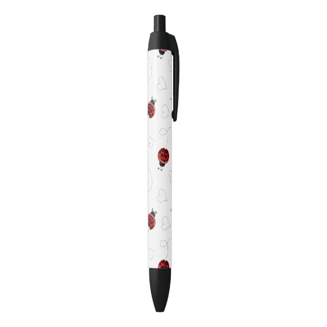Red Ladybug Beetle Insect Lover Black Hearts Ink Pen (Bottom (Vertical))