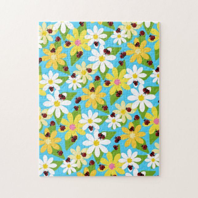 Red Ladybug Beetle Insect Lover Black Hearts Jigsaw Puzzle (Vertical)