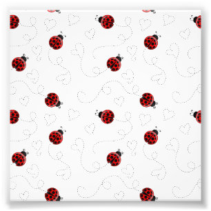 Red Ladybug Beetle Insect Lover Black Hearts Photo Print
