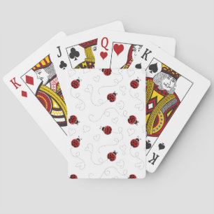 Red Ladybug Beetle Insect Lover Black Hearts Playing Cards