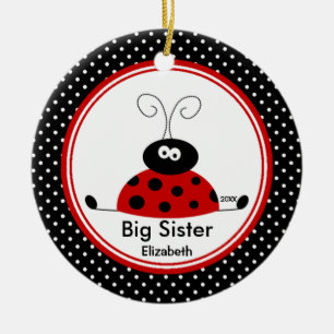 Red Ladybug Big Sister Christmas Ornament