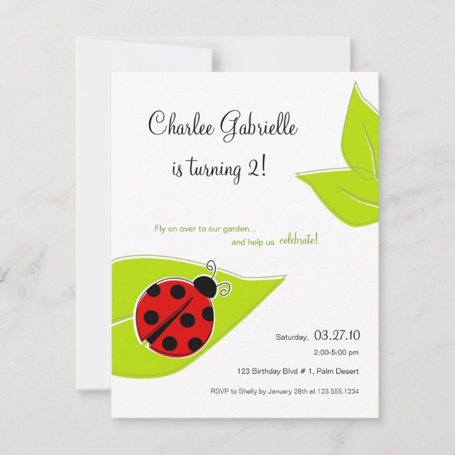 Red Ladybug Birthday Invitation (Front)