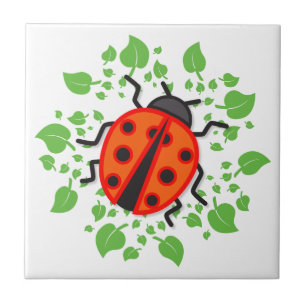 Red ladybug ceramic tile