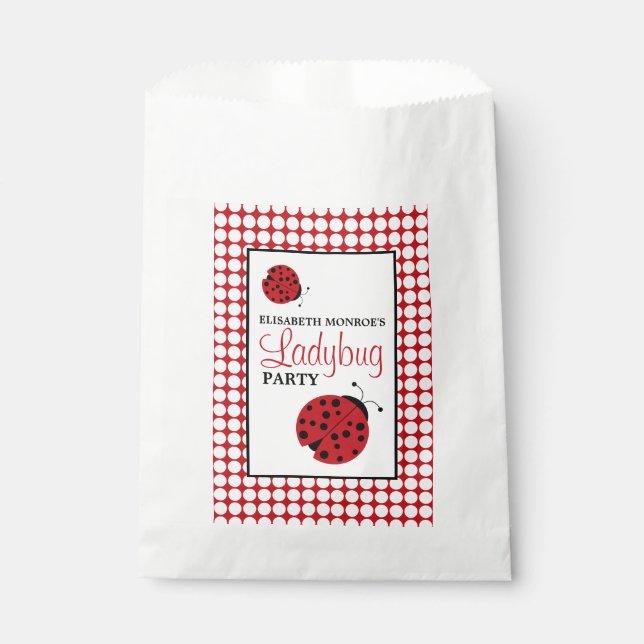 Red Ladybug Children's Birthday Party Favour Bag (Front)