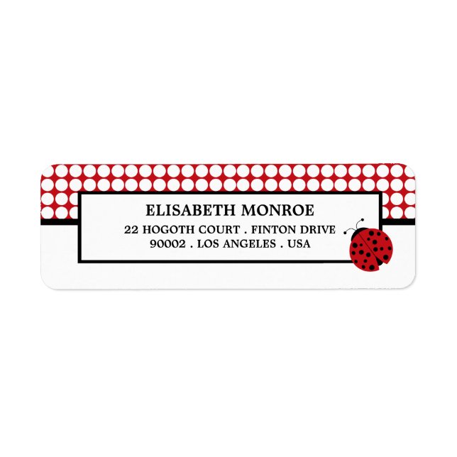 Red Ladybug Children's Birthday Party Return Address Label (Front)
