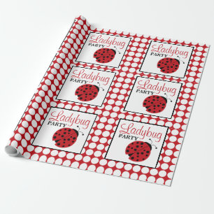 Red Ladybug Children's Birthday Party Wrapping Paper