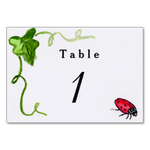 Red Ladybug Garden Custom Number Table Cards