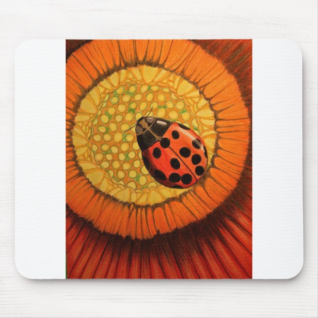 Red Ladybug On Flower Mouse Pad (Front)