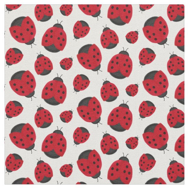 Red Ladybug Pattern Fabric (Close Up)
